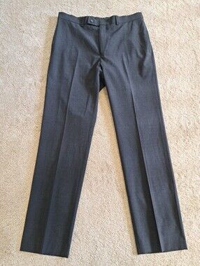 Calvin Klein Men's Dark Gray Dress Pants Size 34x32 Wool Blend Straight Leg Pant